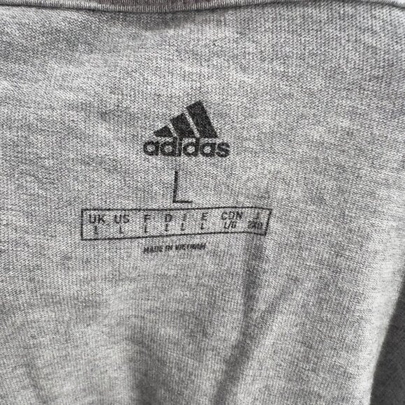 Adidas Gray Long Sleeve Logo T-Shirt Tee Men's L Large 100% Cotton Crewneck Casu - Picture 5 of 5